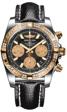 Breitling - Chronomat 41 Steel and Gold Diamond Bezel - Lizard Strap