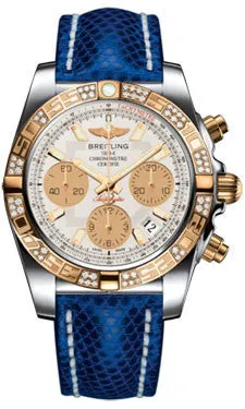 Breitling - Chronomat 41 Steel and Gold Diamond Bezel - Lizard Strap