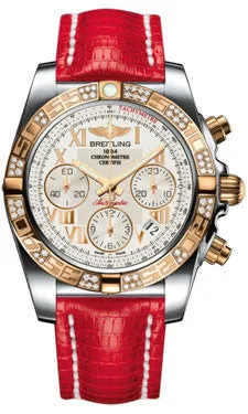 Breitling - Chronomat 41 Steel and Gold Diamond Bezel - Lizard Strap