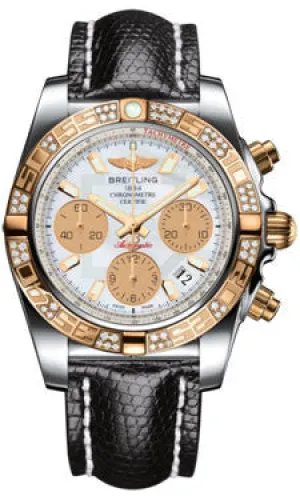 Breitling - Chronomat 41 Steel and Gold Diamond Bezel - Lizard Strap