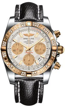 Breitling - Chronomat 41 Steel and Gold Diamond Bezel - Lizard Strap