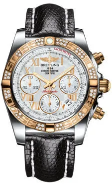 Breitling - Chronomat 41 Steel and Gold Diamond Bezel - Lizard Strap
