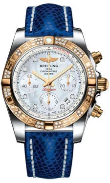 Breitling - Chronomat 41 Steel and Gold Diamond Bezel - Lizard Strap