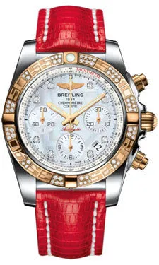 Breitling - Chronomat 41 Steel and Gold Diamond Bezel - Lizard Strap