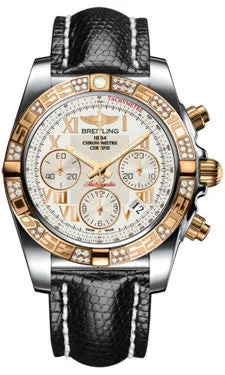 Breitling - Chronomat 41 Steel and Gold Diamond Bezel - Lizard Strap
