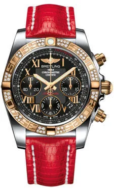 Breitling - Chronomat 41 Steel and Gold Diamond Bezel - Lizard Strap