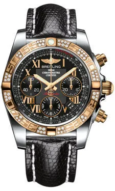 Breitling - Chronomat 41 Steel and Gold Diamond Bezel - Lizard Strap