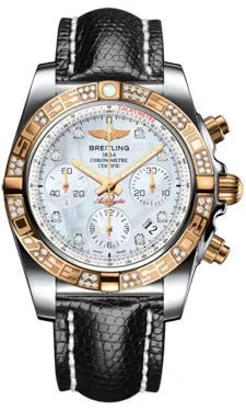 Breitling - Chronomat 41 Steel and Gold Diamond Bezel - Lizard Strap