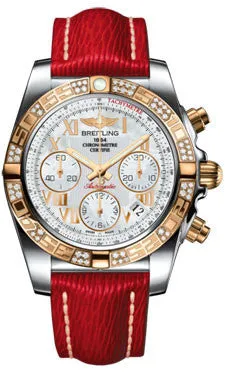 Breitling - Chronomat 41 Steel and Gold Diamond Bezel - Sahara Leather Strap