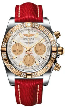 Breitling - Chronomat 41 Steel and Gold Diamond Bezel - Sahara Leather Strap