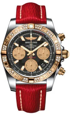Breitling - Chronomat 41 Steel and Gold Diamond Bezel - Sahara Leather Strap
