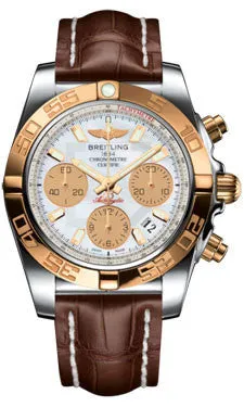 Breitling - Chronomat 41 Steel and Gold Polished Bezel - Croco Strap