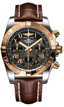 Breitling - Chronomat 41 Steel and Gold Polished Bezel - Croco Strap