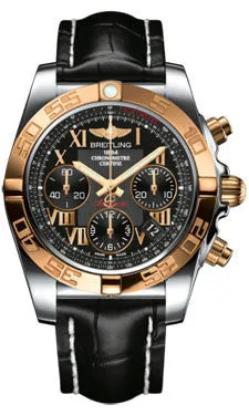 Breitling - Chronomat 41 Steel and Gold Polished Bezel - Croco Strap