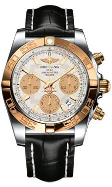 Breitling - Chronomat 41 Steel and Gold Polished Bezel - Croco Strap