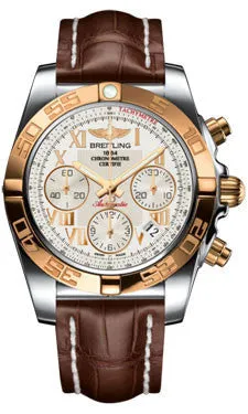 Breitling - Chronomat 41 Steel and Gold Polished Bezel - Croco Strap