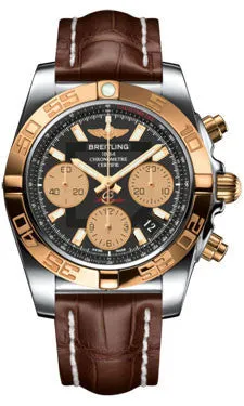 Breitling - Chronomat 41 Steel and Gold Polished Bezel - Croco Strap