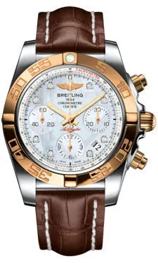 Breitling - Chronomat 41 Steel and Gold Polished Bezel - Croco Strap