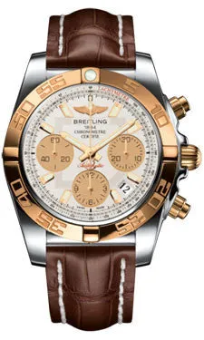 Breitling - Chronomat 41 Steel and Gold Polished Bezel - Croco Strap