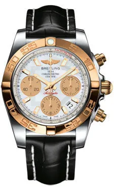 Breitling - Chronomat 41 Steel and Gold Polished Bezel - Croco Strap
