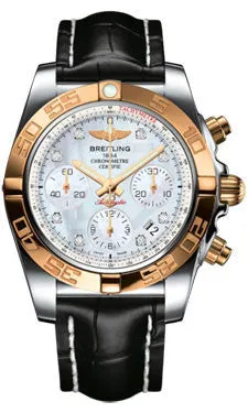 Breitling - Chronomat 41 Steel and Gold Polished Bezel - Croco Strap