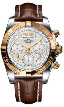 Breitling - Chronomat 41 Steel and Gold Polished Bezel - Croco Strap