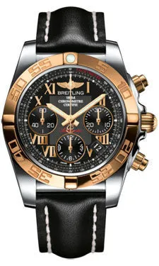 Breitling - Chronomat 41 Steel and Gold Polished Bezel - Leather Strap