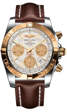 Breitling - Chronomat 41 Steel and Gold Polished Bezel - Leather Strap