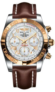 Breitling - Chronomat 41 Steel and Gold Polished Bezel - Leather Strap