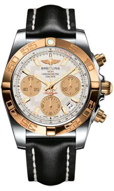 Breitling - Chronomat 41 Steel and Gold Polished Bezel - Leather Strap