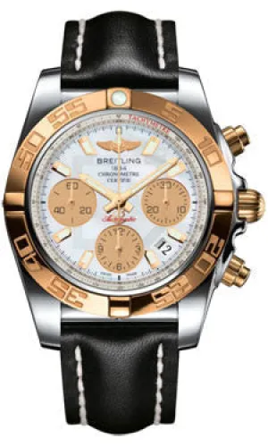 Breitling - Chronomat 41 Steel and Gold Polished Bezel - Leather Strap