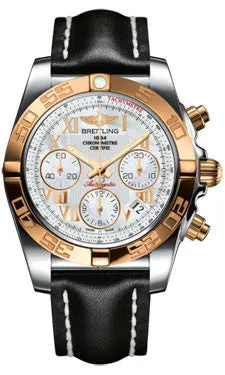 Breitling - Chronomat 41 Steel and Gold Polished Bezel - Leather Strap