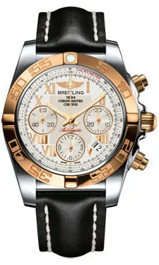 Breitling - Chronomat 41 Steel and Gold Polished Bezel - Leather Strap