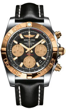 Breitling - Chronomat 41 Steel and Gold Polished Bezel - Leather Strap