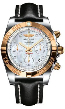 Breitling - Chronomat 41 Steel and Gold Polished Bezel - Leather Strap
