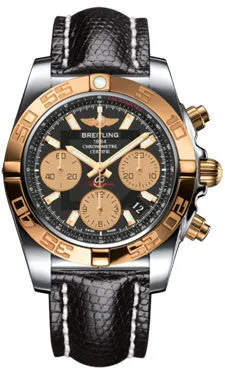 Breitling - Chronomat 41 Steel and Gold Polished Bezel - Lizard Strap