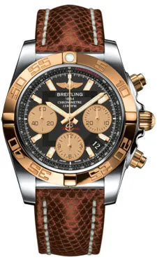 Breitling - Chronomat 41 Steel and Gold Polished Bezel - Lizard Strap