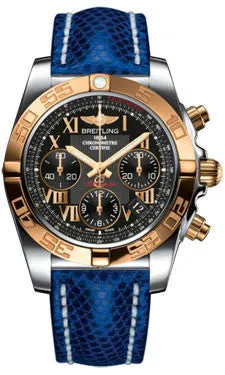 Breitling - Chronomat 41 Steel and Gold Polished Bezel - Lizard Strap
