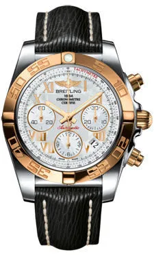 Breitling - Chronomat 41 Steel and Gold Polished Bezel - Sahara Leather Strap