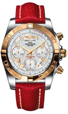 Breitling - Chronomat 41 Steel and Gold Polished Bezel - Sahara Leather Strap