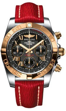 Breitling - Chronomat 41 Steel and Gold Polished Bezel - Sahara Leather Strap