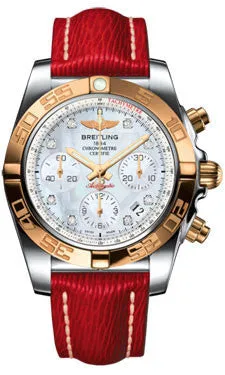 Breitling - Chronomat 41 Steel and Gold Polished Bezel - Sahara Leather Strap