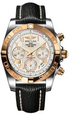 Breitling - Chronomat 41 Steel and Gold Polished Bezel - Sahara Leather Strap