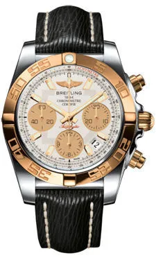 Breitling - Chronomat 41 Steel and Gold Polished Bezel - Sahara Leather Strap