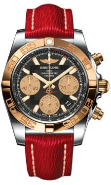 Breitling - Chronomat 41 Steel and Gold Polished Bezel - Sahara Leather Strap
