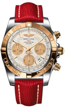 Breitling - Chronomat 41 Steel and Gold Polished Bezel - Sahara Leather Strap