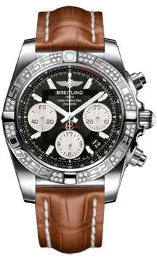 Breitling - Chronomat 41 Steel Diamond Bezel - Croco Strap