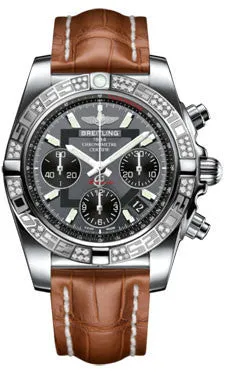 Breitling - Chronomat 41 Steel Diamond Bezel - Croco Strap