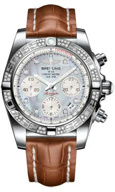 Breitling - Chronomat 41 Steel Diamond Bezel - Croco Strap