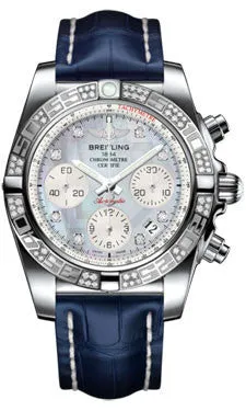 Breitling - Chronomat 41 Steel Diamond Bezel - Croco Strap